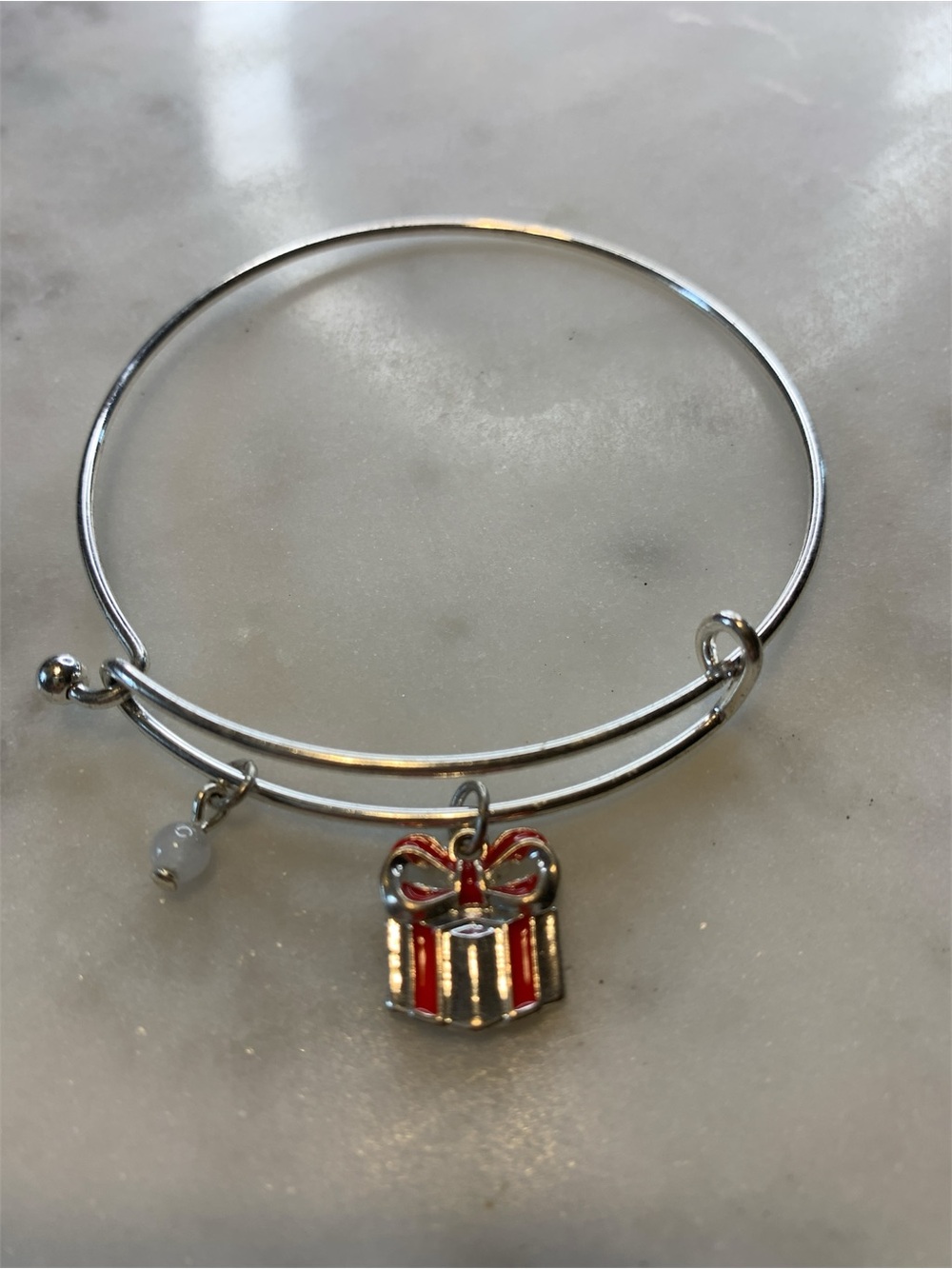 Silver Holiday Gift Charm Bangle Bracelet